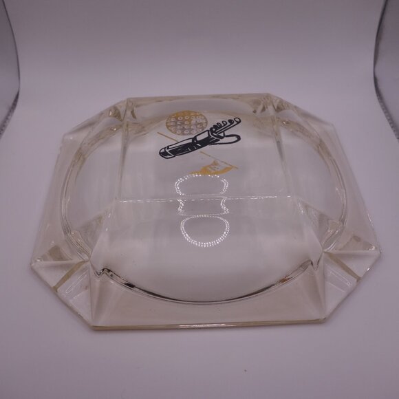 19th Hole Golf Bag Golf Ball Square Glass Cigar Ash Tray - Picture 6 of 11